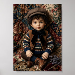 Vintage Winter Jongensportret Klassieke Rustieke F Poster