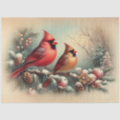 Vintage Winter Kardinalen in Bos Decoupage Tissuepapier (Voorkant)