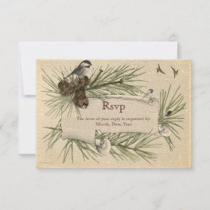 Vintage Winter Landelijk Huwelijk RSVP Kaart