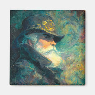 Vintage Winter Oude Man Portret Magneet