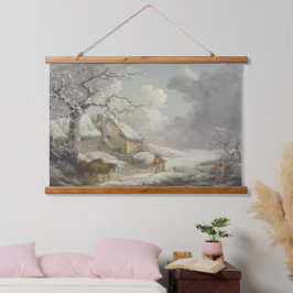 Vintage Winter Sneeuw Reproductie Landschap Hangend Wandkleed