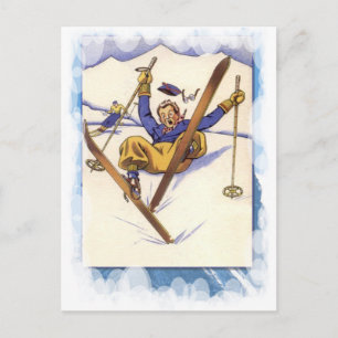 Vintage Winter Sports - Just a little fall Briefkaart