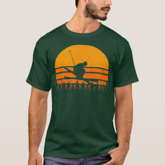 Vintage Winter Sports Skier Sunset Skiing Gift T-shirt