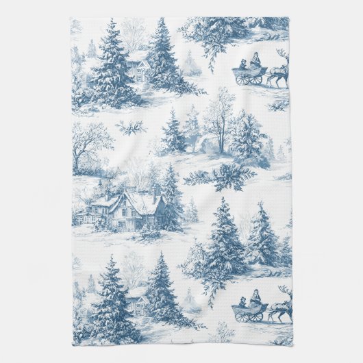 Vintage Winter Toile de Jouy - Classic Christmas Theedoek (Verticaal)