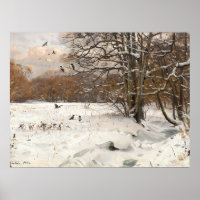 Vintage Winterlandschap met Kraaien Olie Kunst