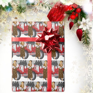 Vintage wintermode-illustratie Elegant jaren 20 Cadeaupapier