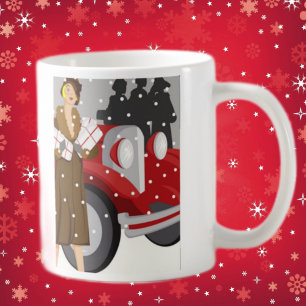 Vintage wintermode-illustratie Elegant jaren 20 Koffiemok