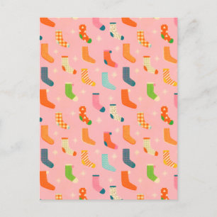 Vintage winters geometrische sokken ster feestdagenkaart