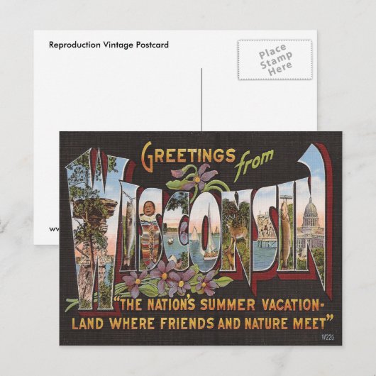 Vintage Wisconsin Briefkaart (Voorkant / Achterkant)