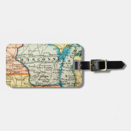 Vintage Wisconsinkaart Antieke Retro Cartografie  Bagagelabel