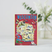 Vintage Wisconsinkaart  Briefkaart (Staand voorkant)