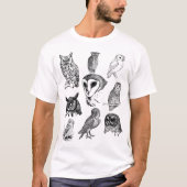 Vintage Wise Uilen Doodle Collectie  T-shirt (Voorkant)