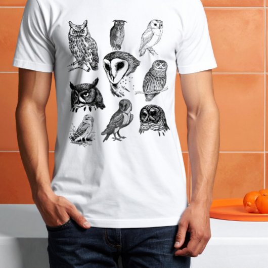 Vintage Wise Uilen Doodle Collectie  T-shirt