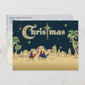 Vintage Wisemen/Woestijnkerst Feestdagenkaart (Voorkant / Achterkant)