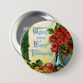 Vintage Wish a Happy Thanksgiving Button Badge (Voorkant /achterkant)