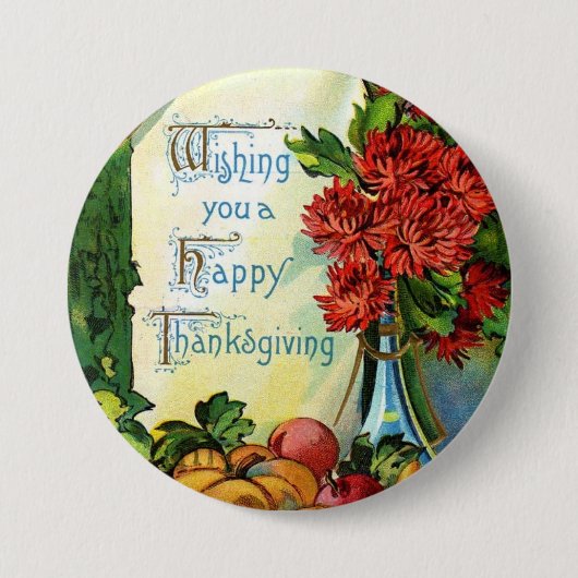 Vintage Wish a Happy Thanksgiving Button Badge (Voorkant)