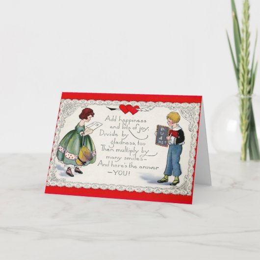 Vintage Wiskunde Vergelijking Valentijnsdag Kaart (Voorkant)