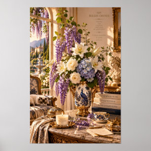 Vintage Wisteria Bloemstuk Muurkunst Poster