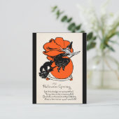 Vintage Witch Black Cat Greeting Briefkaart (Staand voorkant)