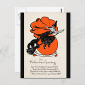 Vintage Witch Black Cat Greeting Briefkaart (Voorkant / Achterkant)