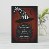Vintage Witch Cauldron Red Halloween Party Retro Kaart (Staand voorkant)