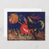 Vintage Witch Halloween Briefkaart (Voorkant / Achterkant)