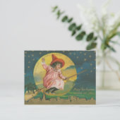 Vintage Witch Halloween Briefkaart (Staand voorkant)