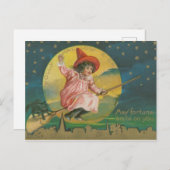 Vintage Witch Halloween Briefkaart (Voorkant / Achterkant)