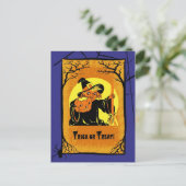 Vintage Witch Halloween Briefkaarten (Staand voorkant)