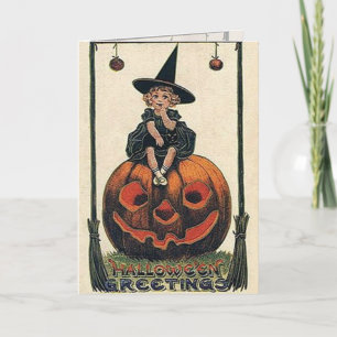 Vintage Witch Halloween Design Kaart