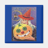 Vintage Witch Halloween Magneet (Voorkant)