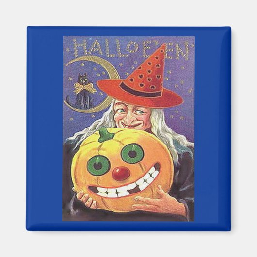 Vintage Witch Halloween Magneet (Voorkant)