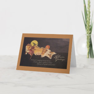Vintage Witch Halloween Wenskaart Kaart