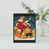 Vintage Witch Pumpkin Halloween Greetings Briefkaart (Staand voorkant)