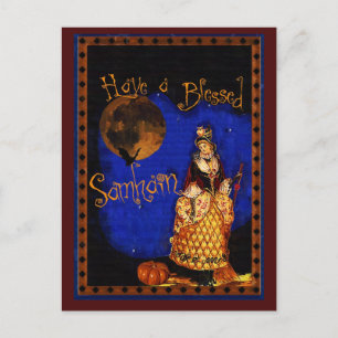 Vintage Witch Samhain Postcard Briefkaart