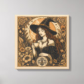 Vintage Witch Tea Time Canvas Afdruk (Voorkant)