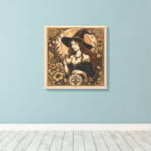 Vintage Witch Tea Time Canvas Afdruk (Insitu (Houten vloer))