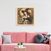 Vintage Witch Tea Time Canvas Afdruk (Insitu (Woonkamer))