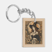 Vintage Witch Tea Time Sleutelhanger (Voorkant Links)
