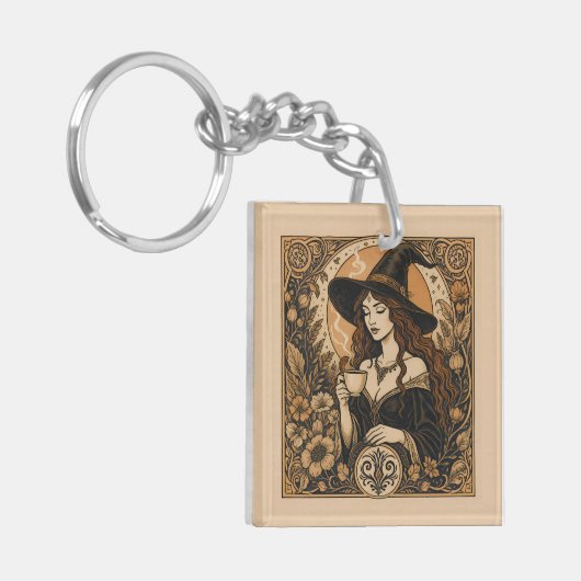 Vintage Witch Tea Time Sleutelhanger (Voorkant Links)