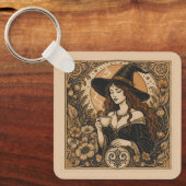 Vintage Witch Tea Time Sleutelhanger (Voorkant)