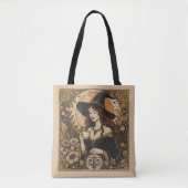 Vintage Witch Tea Time Tote Bag (Voorkant)