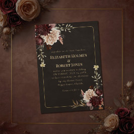 Vintage Witchy Floral Wedding Invitation Kaart