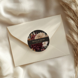Vintage Witchy Floral Wedding Round Sticker