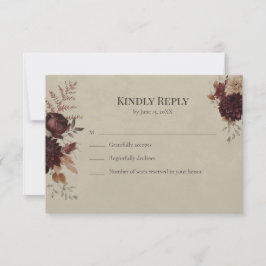 Vintage Witchy Floral Wedding RSVP Card Kaartje