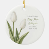 Vintage Witte Tulp Condoleancekaart Keramisch Ornament (Achterkant)
