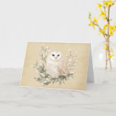 Vintage Witte Uil Wenskaart Kaart (Gele Bloem)