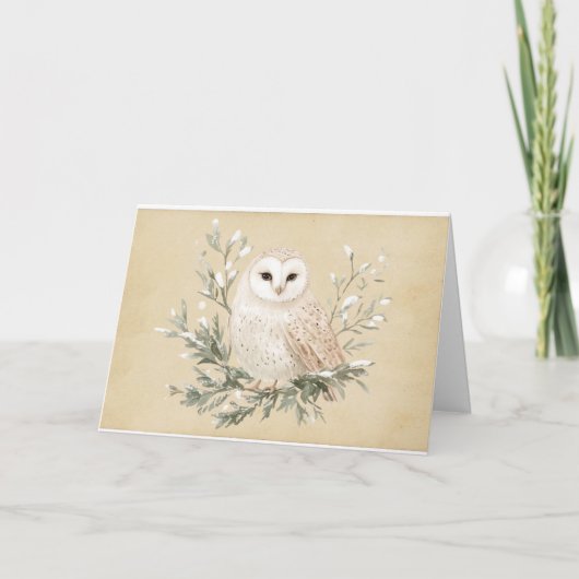 Vintage Witte Uil Wenskaart Kaart (Voorkant)