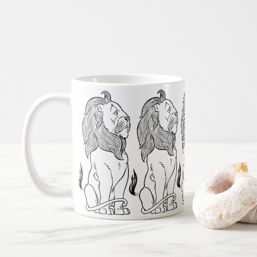 Vintage Wizard of Oz, laffe laffe leeuw Koffiemok (Met donut)