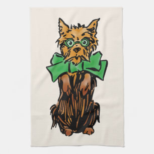 Vintage Wizard of Oz Toto-hond met groene strik Theedoek